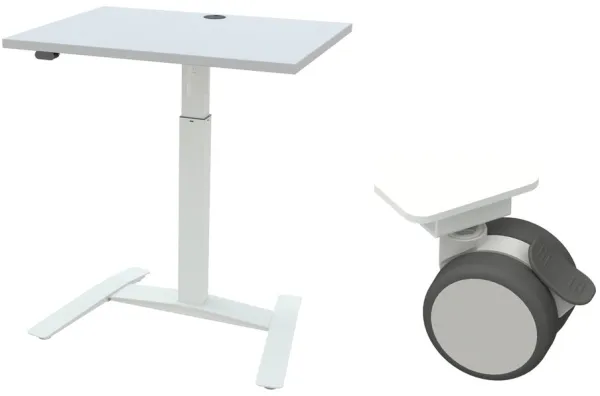 Yksijalkainen säädettävä pöytä - Pyörillä