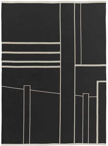 KRISTINA DAM STUDIO Architecture torkkupeitto - luonnonvalkoinen ja musta puuvilla (180x130)